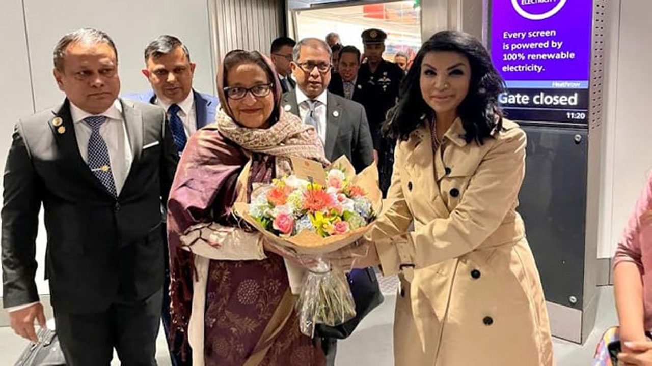 ওয়াশিংটন ডিসি থেকে লন্ডনে পৌঁছেছেন প্রধানমন্ত্রী শেখ হাসিনা
