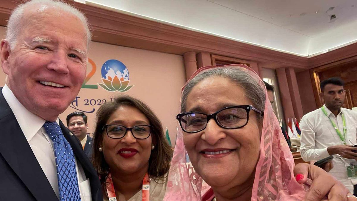 প্রেসিডেন্ট জো বাইডেনের সেলফিতে প্রধানমন্ত্রী শেখ হাসিনা